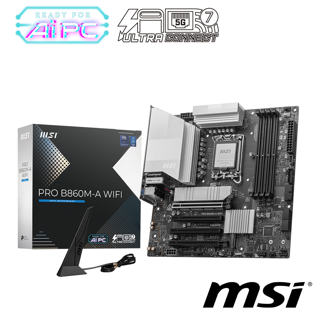 【C+M套餐】微星 PRO B860M-A WIFI 主機板+Intel Core Ultra 7 265K 中央處理器