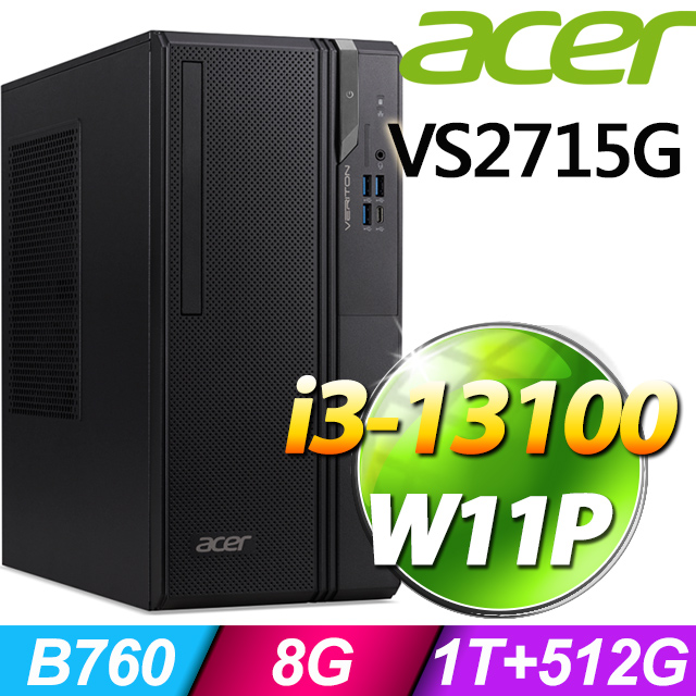 (商用)ACER VS2715G(i3-13100/8G/1TB+512GB SSD/W11P)
