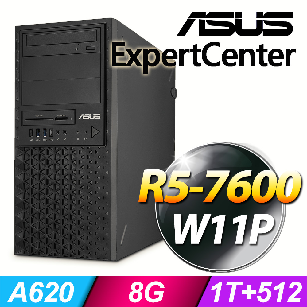 ASUS華碩 ExpertCenter 商用桌上型電腦搭載 AMD Ryzen 7-7700X 強大處理器，16GB DDR5 記憶體可擴充至 64GB，內建 1TB 傳統硬碟與 512GB M.2 SSD 高速儲存，Win 11 Pro 作業系統，支援 HDMI 與 DisplayPort 多螢幕輸出，300W 電源供應器，適合企業辦公與高效運算。3 年原廠保固，提供穩定商用效能與 BSMI 認證安全。