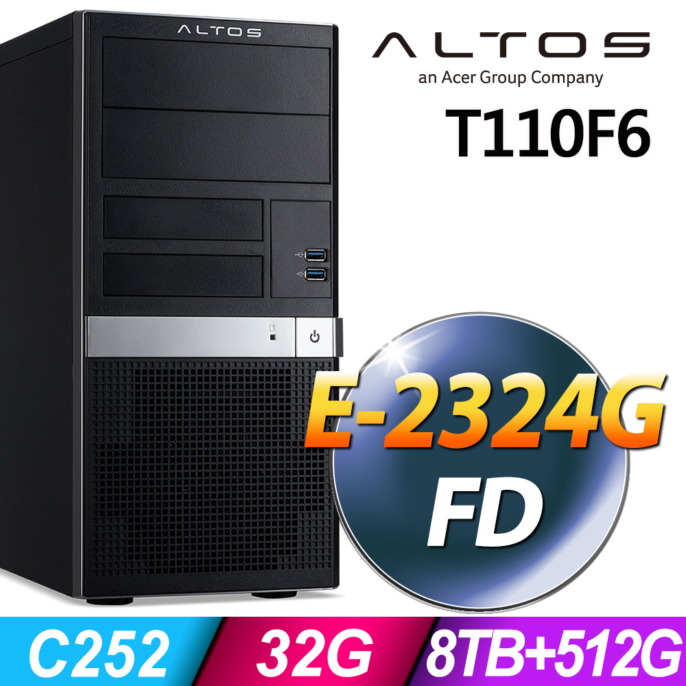 Acer Altos T110F6 (E-2324G/32G/8TB+512G SSD/FD)