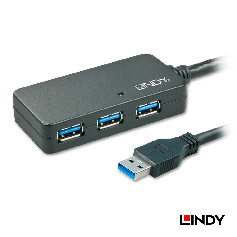 LINDY 林帝 主動式 USB3.0 4埠延長集線器 10m (43159)