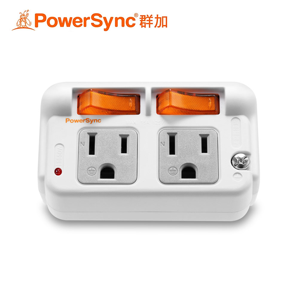 PowerSync 群加 3P 2開2插防雷擊節能壁插-白