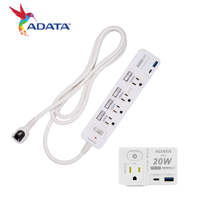 ADATA 智慧快充電源延長線+快充轉接器 USB+Type-C