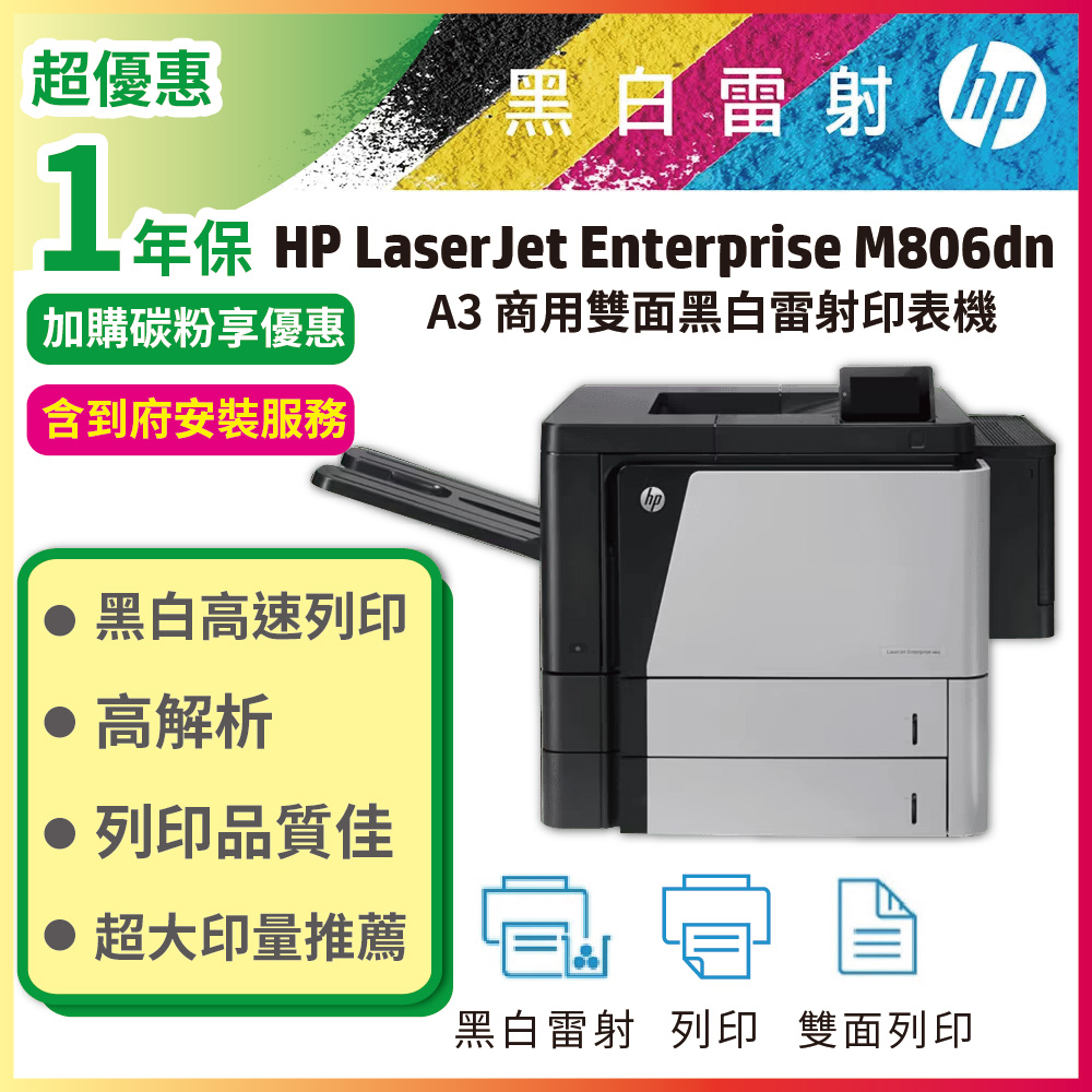 HP LaserJet Enterprise M806dn/m806DN A3黑白雷射印表機(CZ244A)