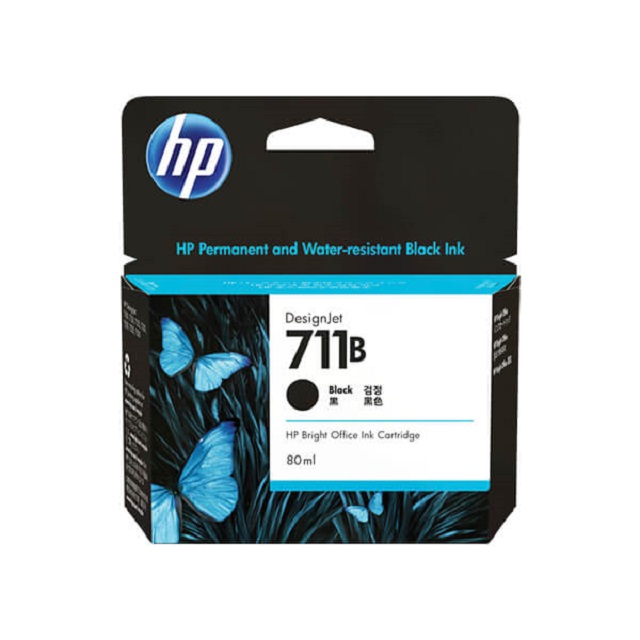 HP 711B 黑色原廠墨水匣 80ml取代型號 CZ133A 墨水，需更新韌體後才可以使用 3WX01A / NO.711B