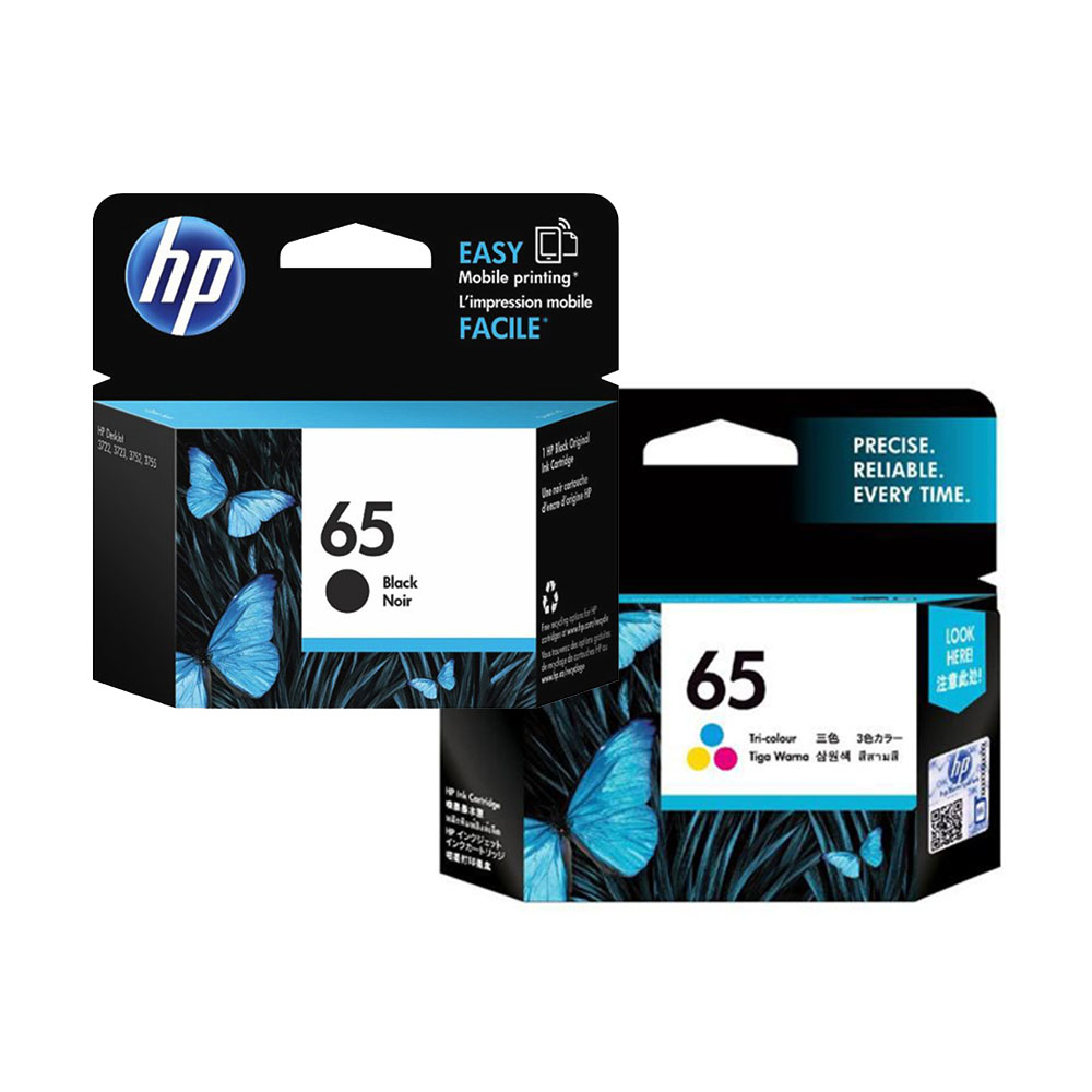 【1黑1彩組】HP NO.65(N9K02AA) 黑色 原廠墨水匣 + HP NO.65(N9K01AA) 原廠彩色墨水匣