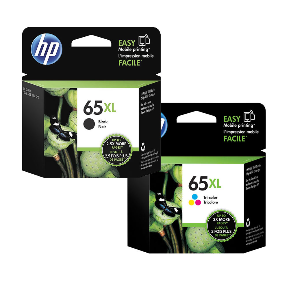 【1黑1彩組】HP 65XL(N9K04AA) 黑色 原廠高容量墨水匣+HP 65XL(N9K03AA) 彩色 原廠高容量墨水匣