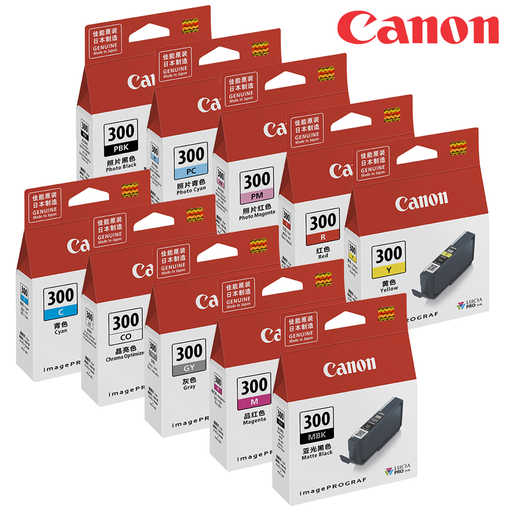 CANON PFI-300 系列 10色 墨水組(適用:PRO-300)