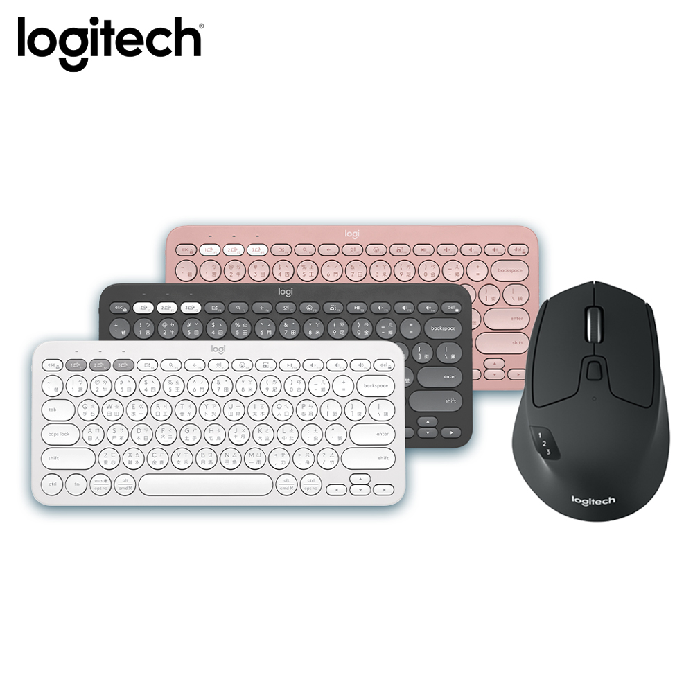 羅技 無線鍵鼠組- Pebble Keys 2 K380s 跨平臺藍牙鍵盤+M720 多工無線滑鼠