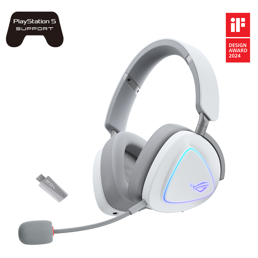ASUS 華碩 ROG Delta II 三模 RGB 無線電競耳機 白色