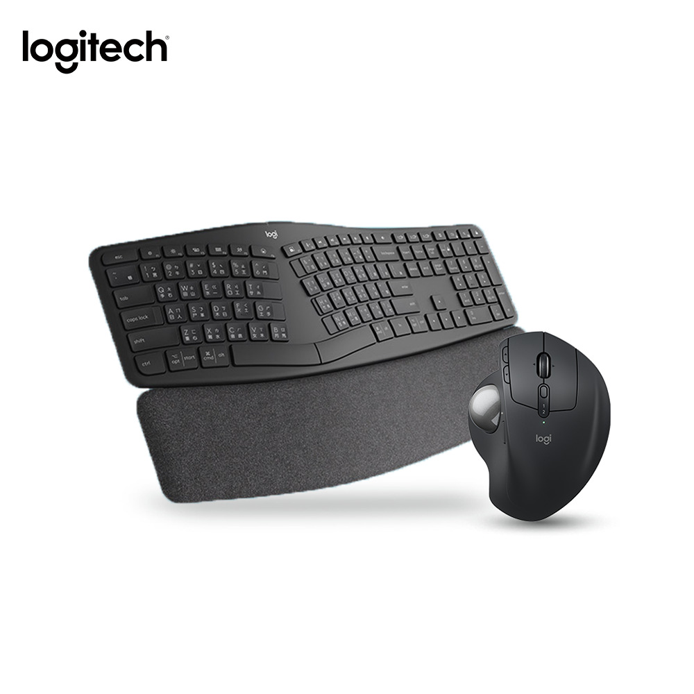 羅技 ERGO K860 人體工學鍵盤 + MX ERGO S 無線軌跡球滑鼠
