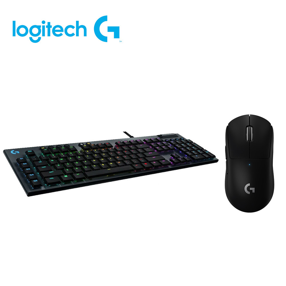 羅技 PRO X SUPERLIGHT無線輕量化電競滑鼠- 黑+G813 RGB機械式短軸鍵盤 - 青軸