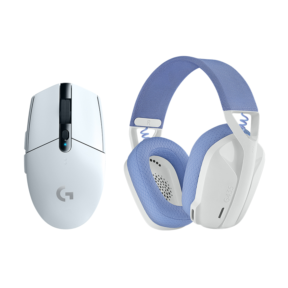 羅技 G435 輕量雙模無線藍芽耳機+ G304 電競滑鼠(白)