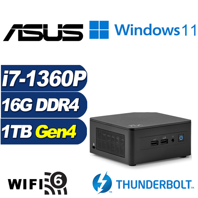 (DIY)疾速軍師AW ASUS 華碩 NUC迷你電腦(i7-1360P/16G/1TB M.2 PCIe SSD/Win11)