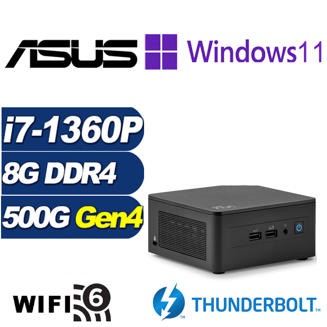 (DIY)疾速巫師P ASUS 華碩 NUC迷你電腦(i7-1360P/8G/500G M.2 PCIe SSD/Win11Pro)