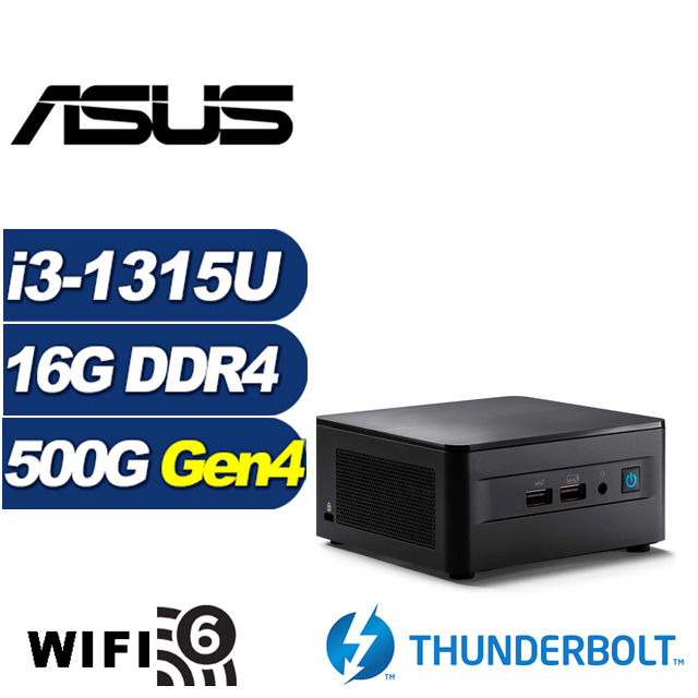 (DIY)風暴悍將II ASUS 華碩 NUC迷你電腦(i3-1315U/16G/500G M.2 PCIe SSD)