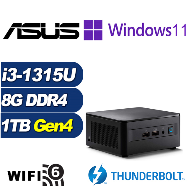(DIY)風暴勇士IIP ASUS 華碩 NUC迷你電腦(i3-1315U/8G/1TB M.2 PCIe SSD/Win11Pro)