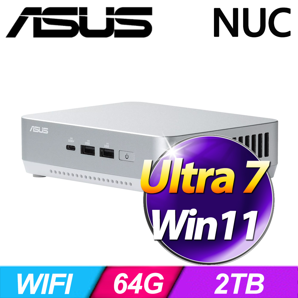 華碩 NUC 14 PRO PLUS RNUC14RVSU7068A9-SP8(Ultra 7 155H/64G/2TB SSD/W11)特仕版