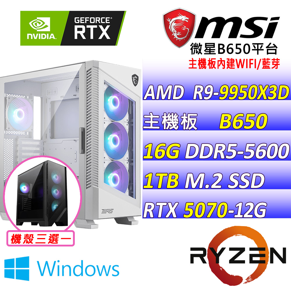 (DIY)光與影 W(R9-9950X3D/微星B650/RTX5070/16G/1TB M.2/750W/WIFI/水冷360/WIN11)