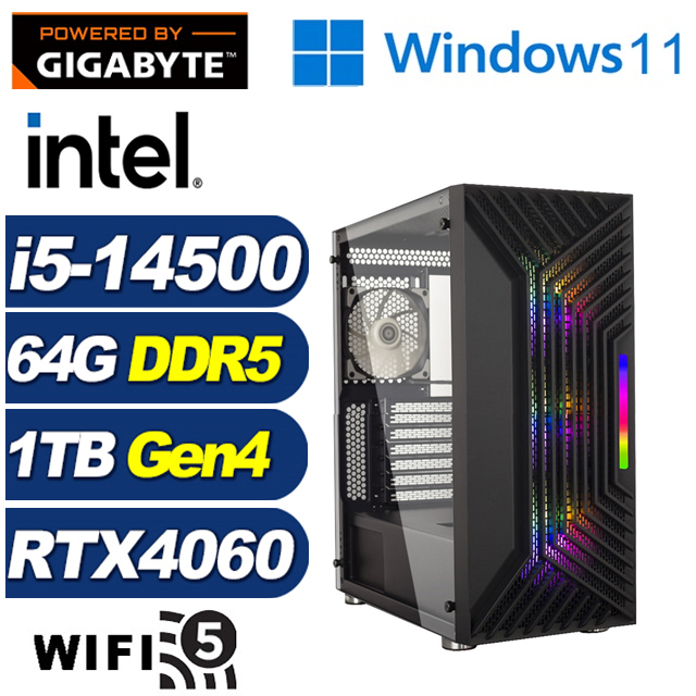 (DIY)天地中校W(i5-14500/技嘉B760/64G/1TB M.2/RTX 4060/Win11)