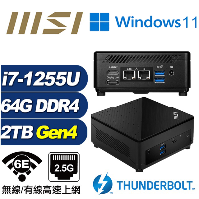 (DIY)仙女座S09DW MSI 微星 CUBI迷你電腦(i7-1255U/64G/2TB M.2 Gen4/Win11)