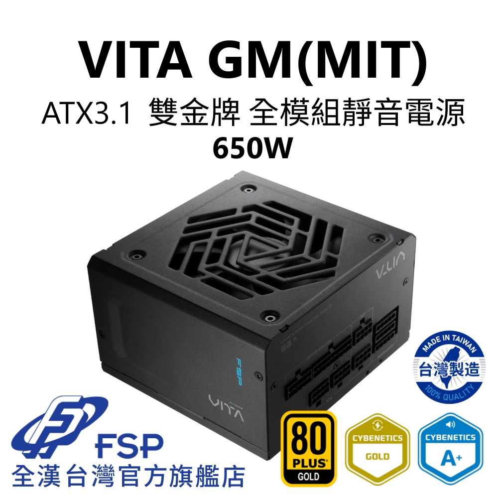 【全漢FSP】VITA GM MIT 650W ATX3.1 雙金牌全模組電源 (臺灣製造/扁線材/A+低噪認證)