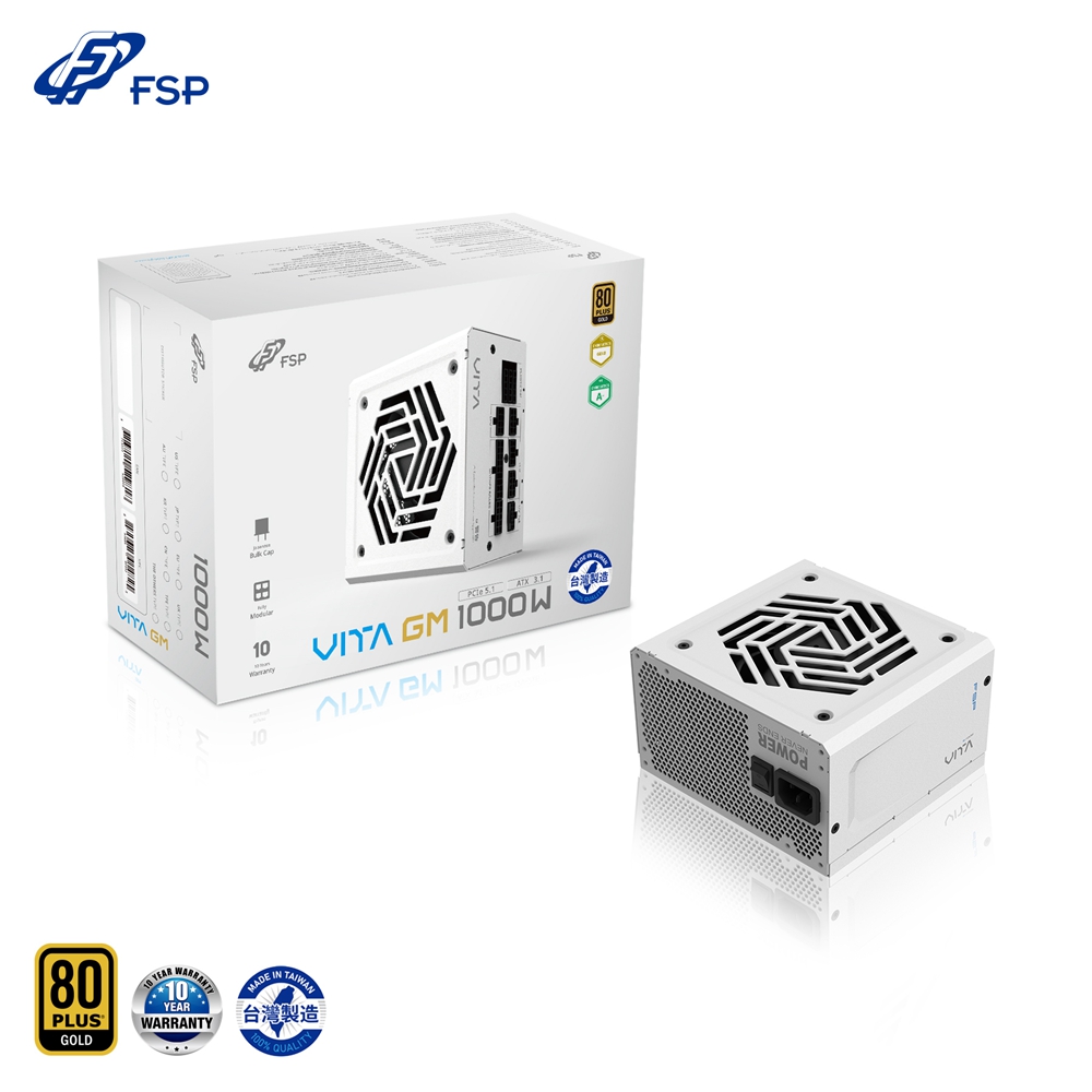 VITA GM 1000W PCIe5.1 ATX3.1 臺灣製造 80PLUS 金牌 全模組 白色 電源供應器