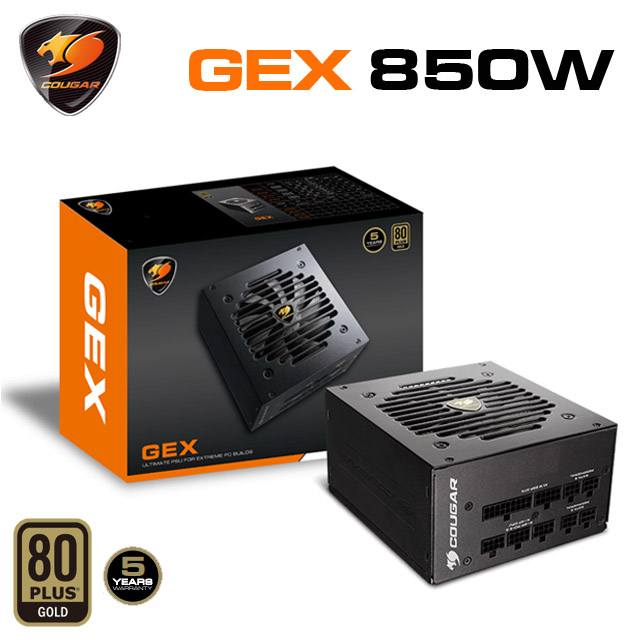 【COUGAR 美洲獅】GEX 850W 80PLUS 金牌 電源供應器 五年保固