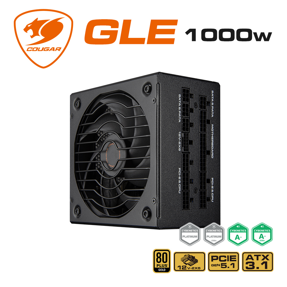 【COUGAR 美洲獅】GLE 1000W ATX3.1 金牌全模組電源供應器