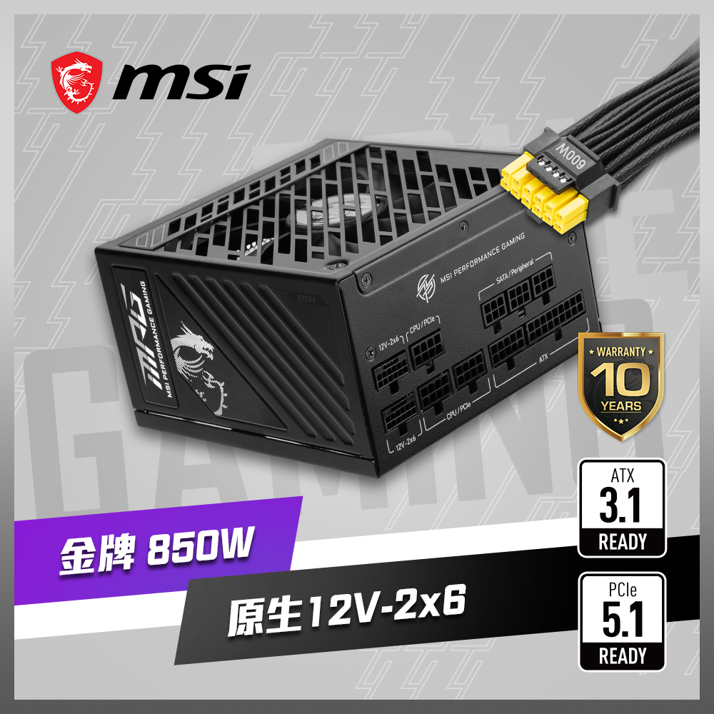 MSI MPG A850GS PCIE5 電源供應器