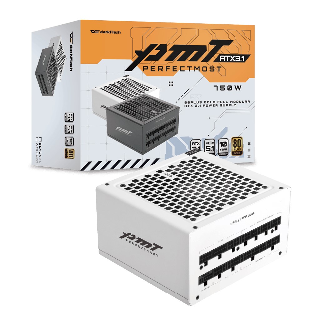 PMT 750W 金牌 全模組 ATX 3.1&PCIe 5.1 白色 電源供應器