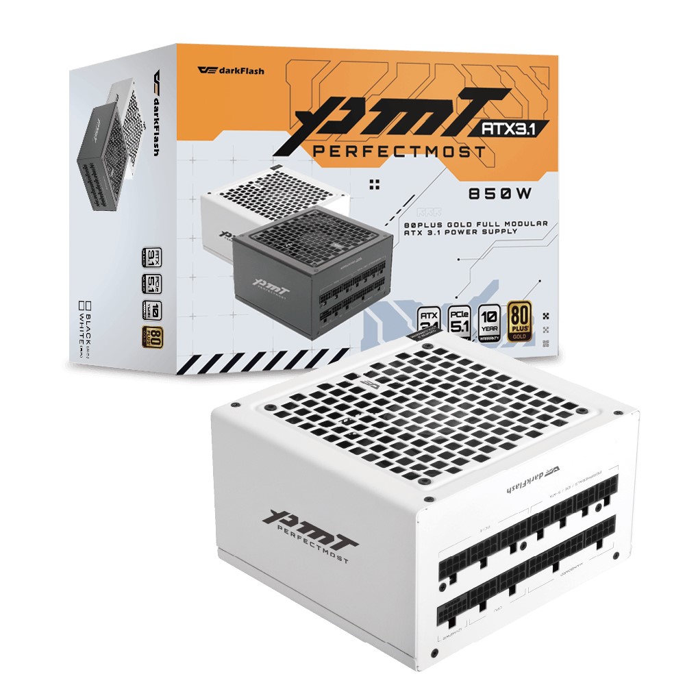 PMT 850W 金牌 全模組 ATX 3.1&PCIe 5.1 白色 電源供應器