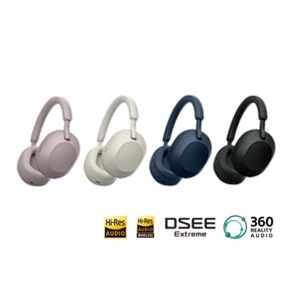 SONY 索尼 WH-1000XM5 頭戴式藍芽耳機，搭載藍芽 5.2 傳輸，提供穩定連線與優異音質。支援 Android、iOS 通用系統，內建麥克風與 USB 輸入端子，重量僅 744g，舒適配戴。顏色選擇黑色、銀色、午夜藍，產地馬來西亞，一年保固。NCC 認證 CCAO22LP0030T1，BSMI R33021。完美適合日常通勤與娛樂，享受專業級降噪體驗。