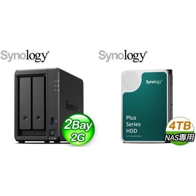 ☆促銷組合★ Synology DiskStation DS723+ 2Bay+HAT3300 PLUS 4TB (X2)