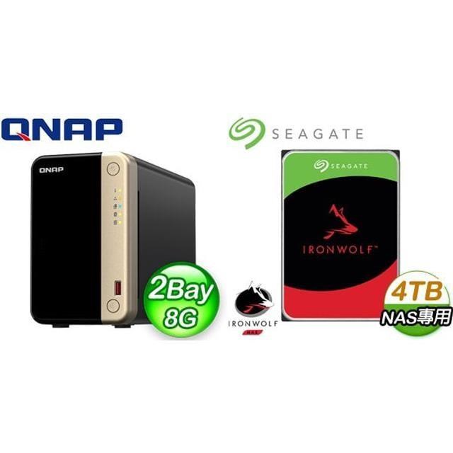 ☆促銷組合★ QNAP TS-264-8G NAS+Seagate 那嘶狼 4TB(X2)