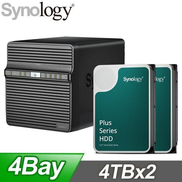 〈促銷組合〉 Synology DiskStation DS423 4Bay NAS+HAT3300 PLUS 4TB NAS碟(X2)