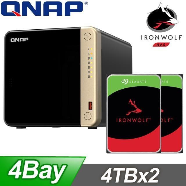 〈促銷組合〉QNAP TS-464-8G NAS+Seagate 那嘶狼 4TB(X2)