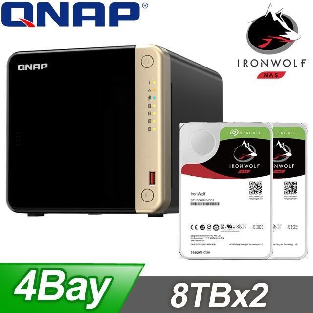 〈促銷組合〉QNAP TS-464-8G NAS+Seagate 那嘶狼 8TB(X2)