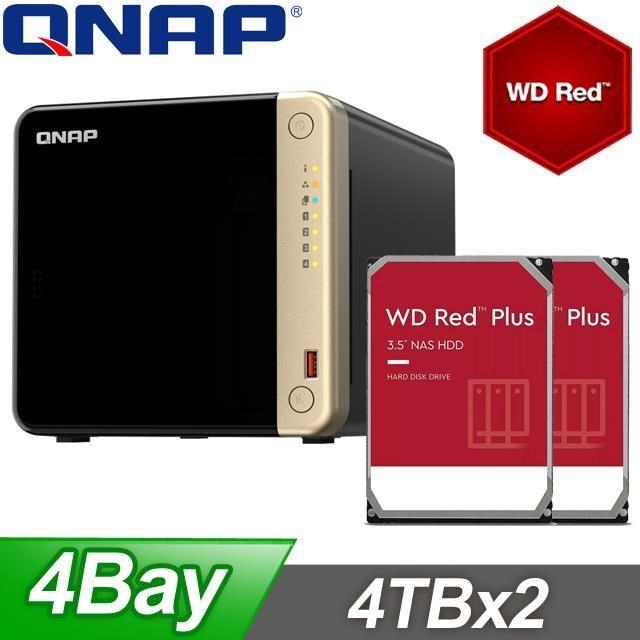 〈促銷組合〉QNAP TS-464-8G NAS+WD 紅標 Plus 4TB(X2)