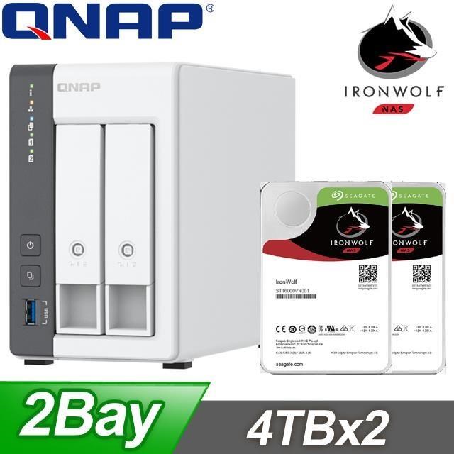 〈促銷組合〉QNAP TS-216G NAS+Seagate 那嘶狼Pro 4TB(X2)