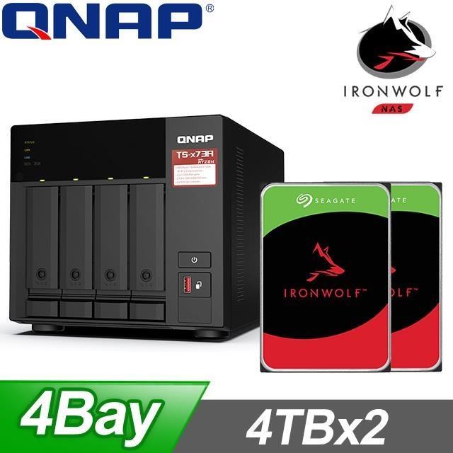 〈促銷組合〉QNAP TS-473A-8G NAS+Seagate 那嘶狼 4TB(X2)