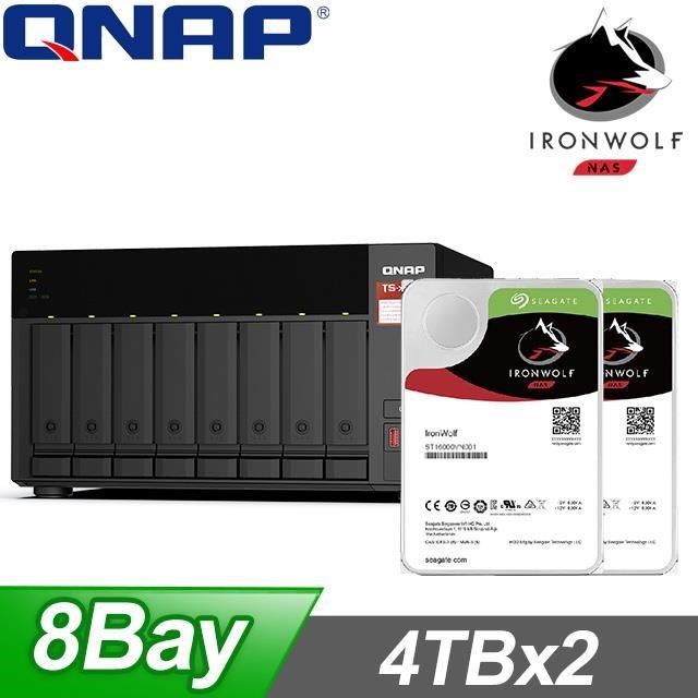 〈促銷組合〉QNAP TS-873A-8G NAS+Seagate 那嘶狼Pro 4TB(X2)