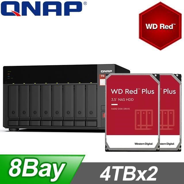 〈促銷組合〉QNAP TS-873A-8G NAS+WD 紅標 Plus 4TB(X2)