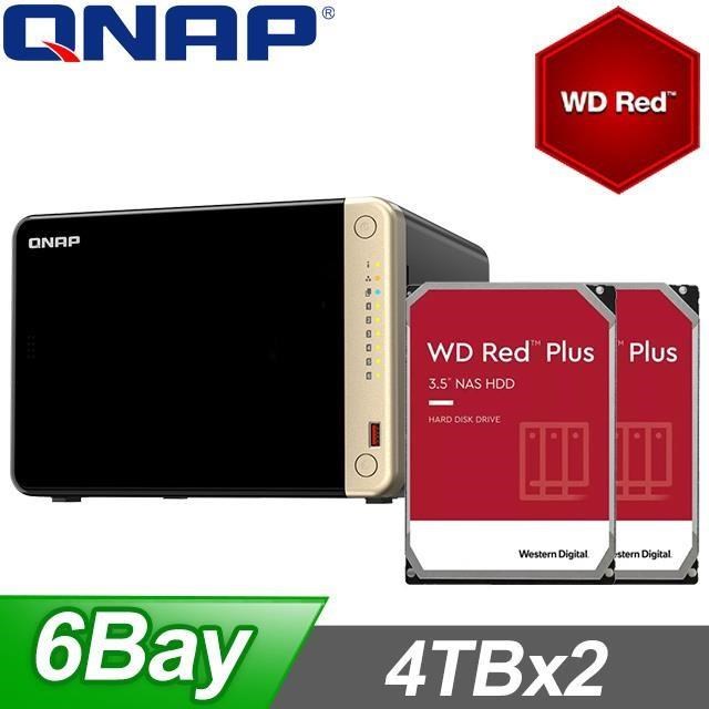 〈促銷組合〉QNAP TS-664-8G NAS+WD 紅標 Plus 4TB(X2)