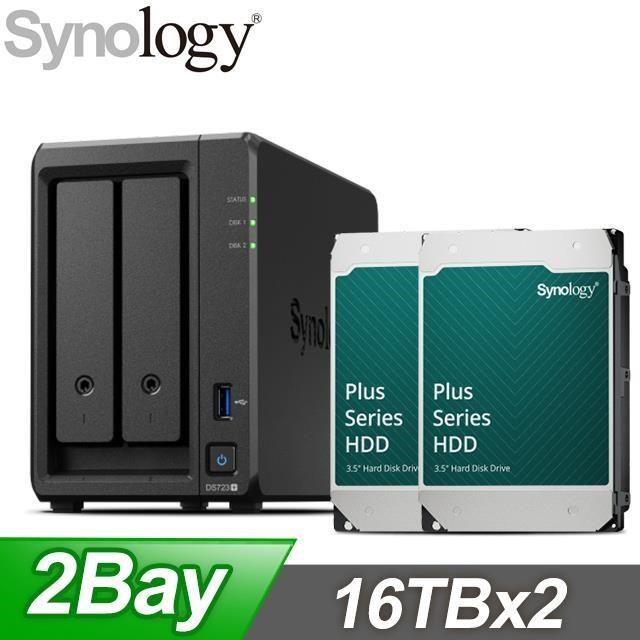 〈鈔省價〉Synology DS723+ 2Bay NAS+Synology HAT3310 PLUS 16TB NAS硬碟(X2)