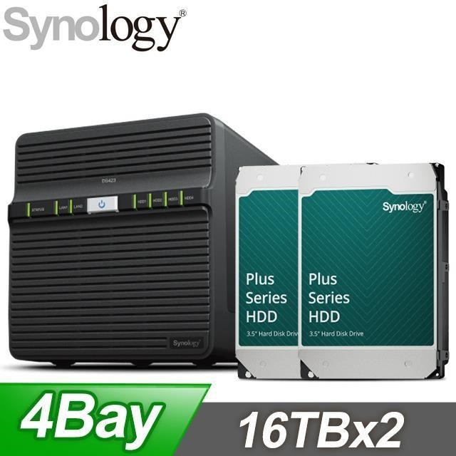 〈鈔省價〉Synology DS423 4Bay NAS+Synology HAT3310 PLUS 16TB NAS硬碟(X2)