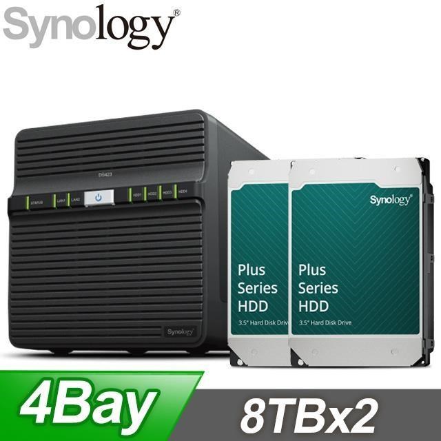 〈鈔省價〉Synology DS423 4Bay NAS+Synology HAT3310 PLUS 8TB NAS硬碟(X2)