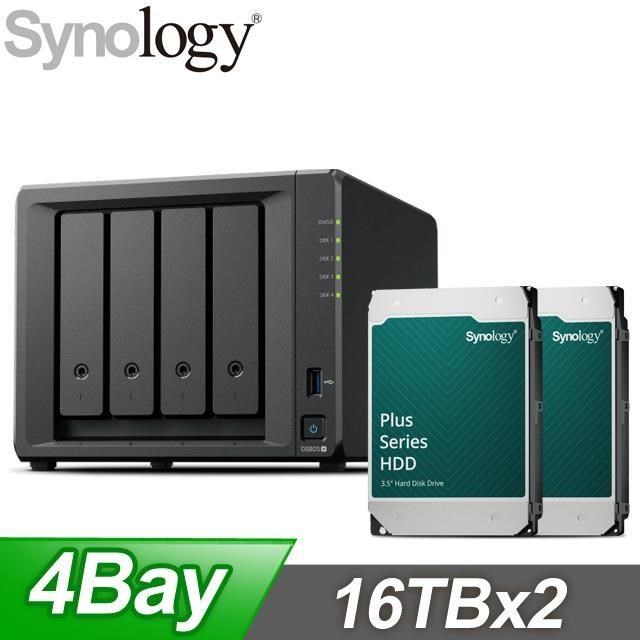 〈鈔省價〉Synology DS925+ 4Bay NAS+Synology HAT3310 PLUS 16TB NAS硬碟(X2)