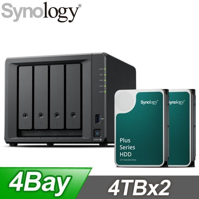 〈鈔省價〉Synology DS925+ 4Bay NAS+Synology HAT3300 PLUS 4TB NAS硬碟(X2)