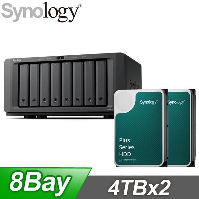〈鈔省價〉Synology DS1825+ 8Bay NAS+Synology HAT3300 PLUS 4TB NAS硬碟(X2)